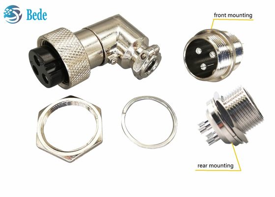 2~5 Pin GX16 Aviation Connector 90 Angle Male And Rear / Front Mounting Female