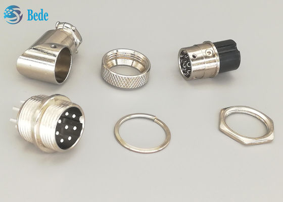 G×16 8 Pin Erkek ve Dişi Havacılık Konnektör Fişi L Tipi Gümüş Kaplama Fiş