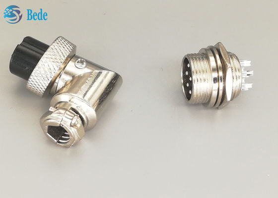 G×16 8 Pin Erkek ve Dişi Havacılık Konnektör Fişi L Tipi Gümüş Kaplama Fiş