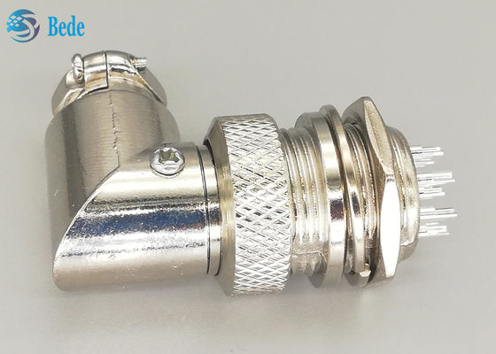 G×16 8 Pin Erkek ve Dişi Havacılık Konnektör Fişi L Tipi Gümüş Kaplama Fiş