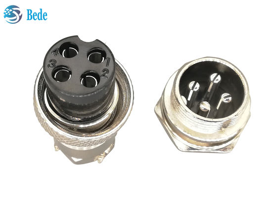 RoHS Havacılık Düz Gx16 4 Pin Konnektör Erkek ve Dişi Gümüş Kaplama Fiş