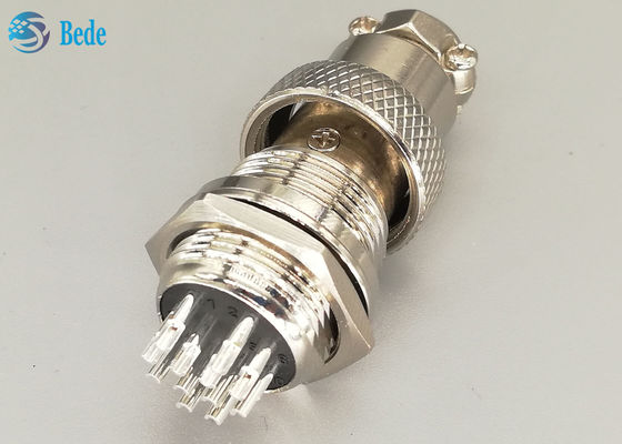 12 Pin Male And Female Gx16 Aviation Connector Straight Silver Plated Plug