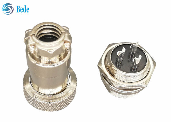 Circular Gx16 3 Pin Connector Plug And Socket Kits 16MM Front Mounting