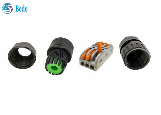 2 3 Pins 2 Channel 250V 24A Waterproof Cable Connectors M25 Quick Wiring Screwless