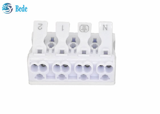 PA66 4 Kutuplu İtmeli - Tel Konnektör Hızlı Klemens Blokları Mandal Somunları 450V 16A