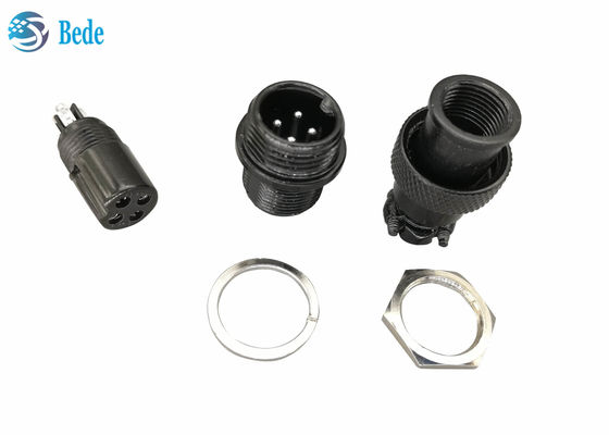 GX 12 Havacılık Konnektörü Siyah Renk 5 6 7 Pin M12 Panel Montaj Konnektörleri