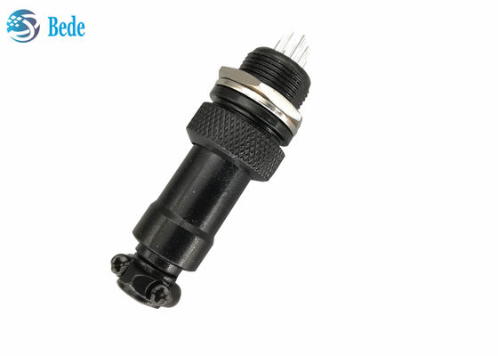 Welding Type 2~10 Pin GX16 Aviation Connector 200V Black Color Panel Mounting Style