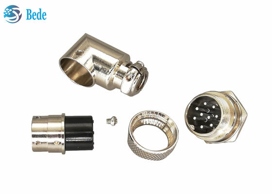 Havacılık 200V 4A M16 Kablo Konnektörü Dik Açı Dişi ve Panel Montajlı Erkek 6~10 Pin