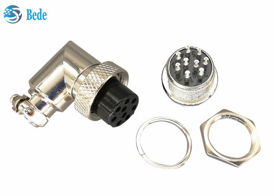 Havacılık 200V 4A M16 Kablo Konnektörü Dik Açı Dişi ve Panel Montajlı Erkek 6~10 Pin