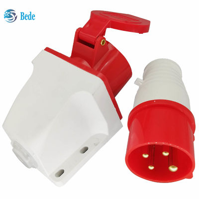 Male Female Electrical Socket 4 Pins 3P+E 380~415V 16Amp Wall Mounting Type IP44