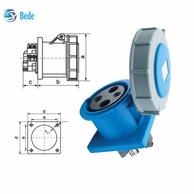 Mevcut 63A 125A Endüstriyel Fiş Priz Panel Montaj Tipi 3 Pinli (2P+E) IP67 220~250V